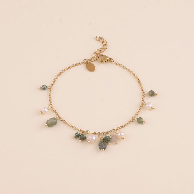 Bracelet - perles d'eau douce et pierres naturelles