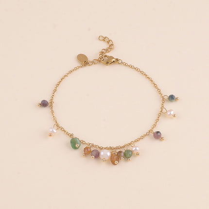 Bracelet - perles d'eau douce et pierres naturelles