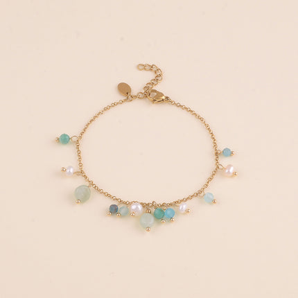 Bracelet - perles d'eau douce et pierres naturelles