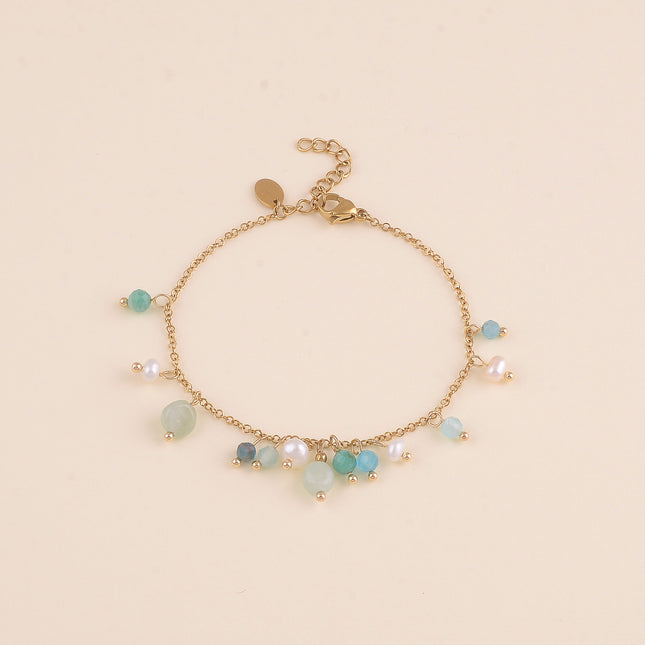 Bracelet - perles d'eau douce et pierres naturelles