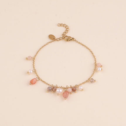 Bracelet - perles d'eau douce et pierres naturelles