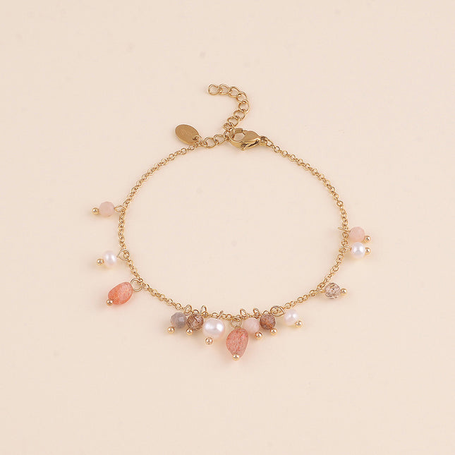 Bracelet - perles d'eau douce et pierres naturelles