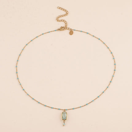 Collier - chaîne émaillée avec cristal rectangulaire