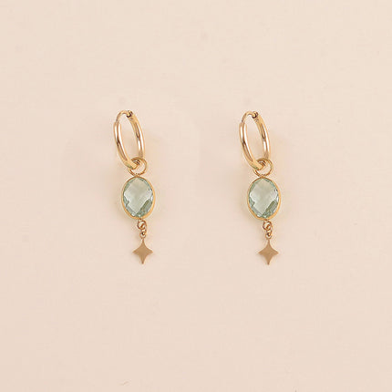 Créoles - cristal ovale et étoile