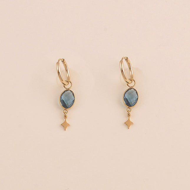 Créoles - cristal ovale et étoile
