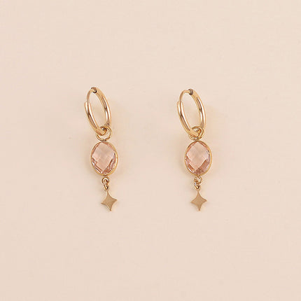 Créoles - cristal ovale et étoile