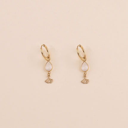 Créoles - cristal goutte et ginko