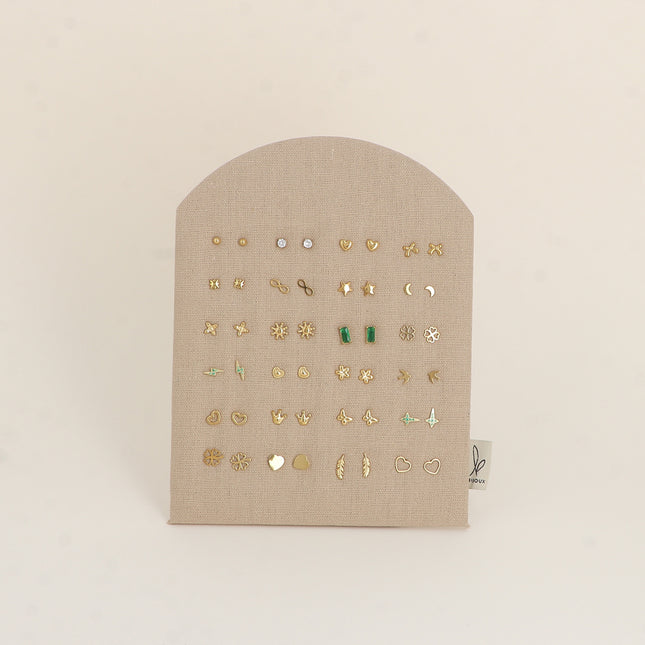 Kit de 24 boucles puces - doré vert - prix moyen de 2,40€/pc - présentoir offert