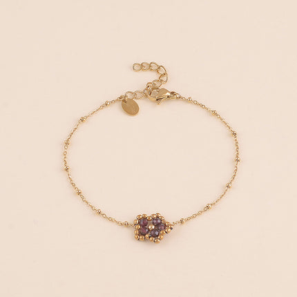 Bracelet - fleur en pierre naturelle et perles rondes