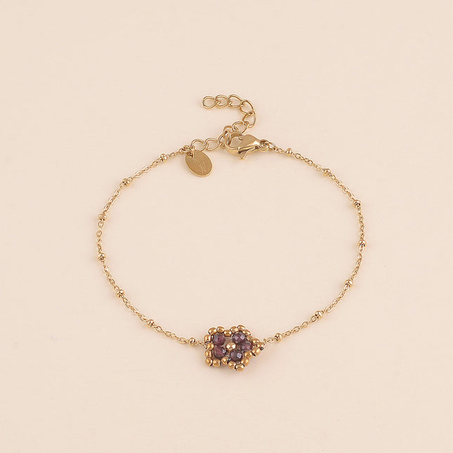 Bracelet - fleur en pierre naturelle et perles rondes