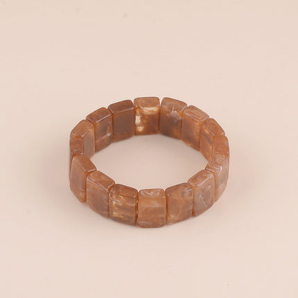 Bracelet élastique - perles rectangulaires en résine colorée