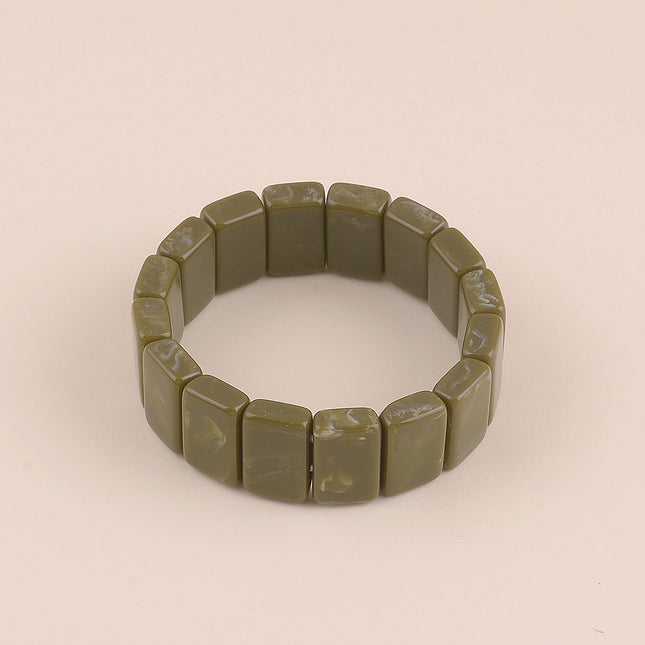 Elastic bracelet - rectangular colorful resin beads