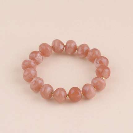 Bracelet élastique - perles ovales et en acier inoxydable