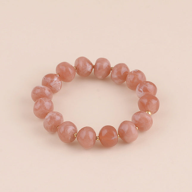 Elastic bracelet - oval and stainless steel beads