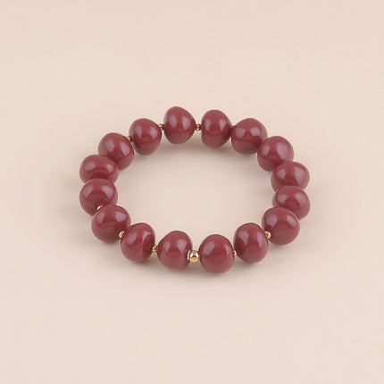 Bracelet élastique - perles ovales et en acier inoxydable