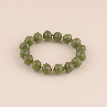 Bracelet élastique - perles ovales et en acier inoxydable