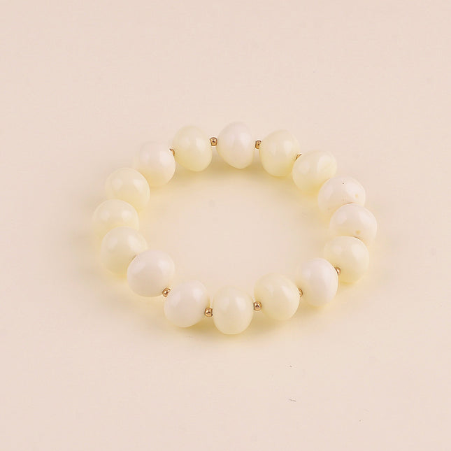Elastic bracelet - oval and stainless steel beads