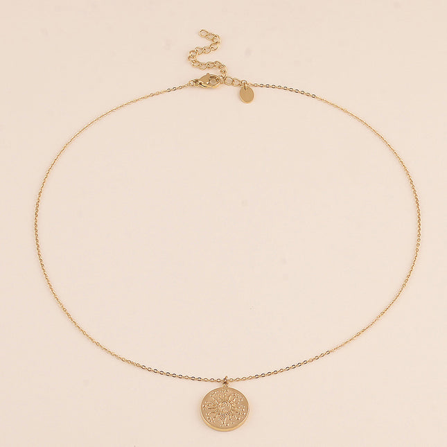 Collier - médaillon rond avec soleil et étoiles