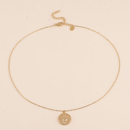 Collier - médaillon rond, coeur, oeil, love, étoiles et flèches
