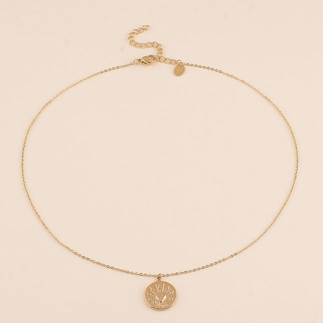 Collier - médaillon rond, coeur, oeil, love, étoiles et flèches