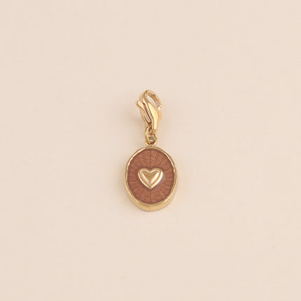 Charm - pendentif ovale émaillé avec coeur