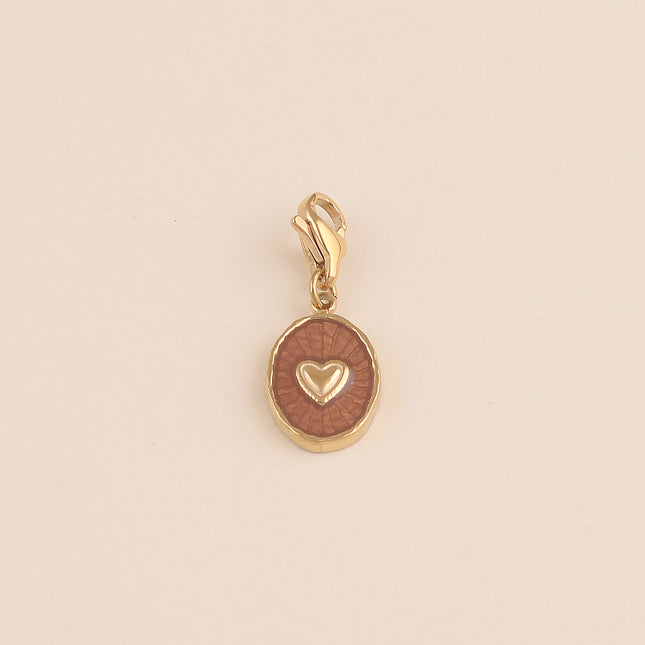 Charm - pendentif ovale émaillé avec coeur