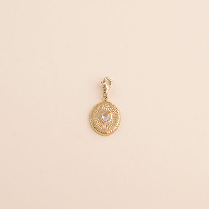 Charm - médaillon ovale et cristal coeur