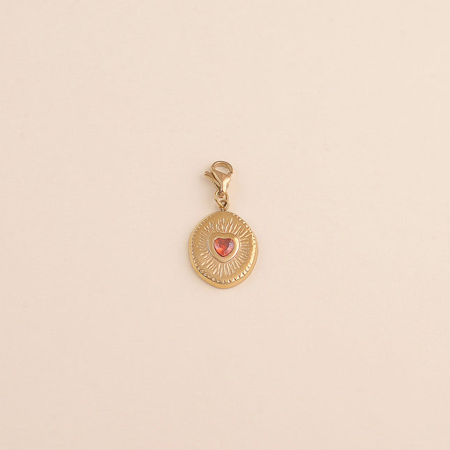Charm - médaillon ovale et cristal coeur
