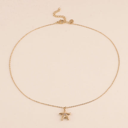 Collier - étoile de mer texturé et cristal