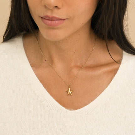 Necklace - textured starfish and crystal