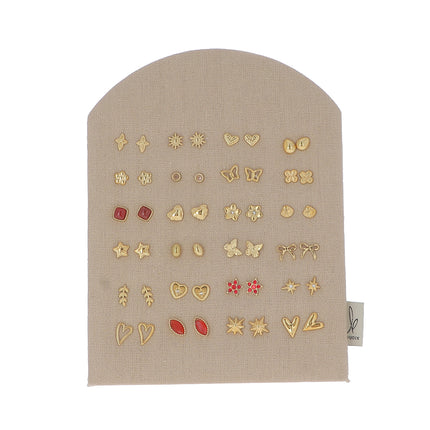 Kit de 24 boucles puces - doré zircon vert - prix moyen de 2,40€/pc - présentoir offert