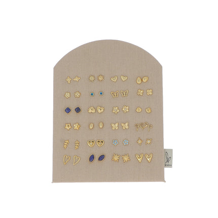 Kit de 24 boucles puces - doré zircon vert - prix moyen de 2,40€/pc - présentoir offert