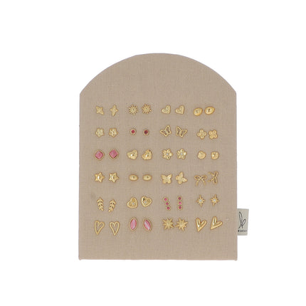 Kit de 24 boucles puces - doré zircon vert - prix moyen de 2,40€/pc - présentoir offert