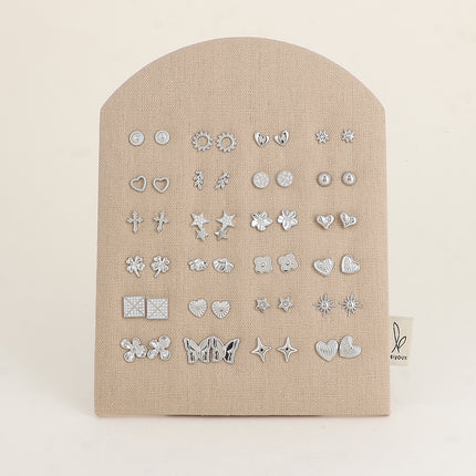 Kit de 24 paires de boucles d'oreilles - rhodium - prix moyen de 2,70€/paire
