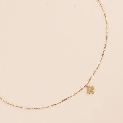 Collier - trèfle, étoile gravée et cristal