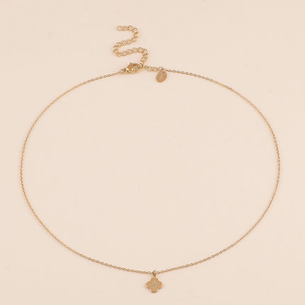 Collier - trèfle, étoile gravée et cristal