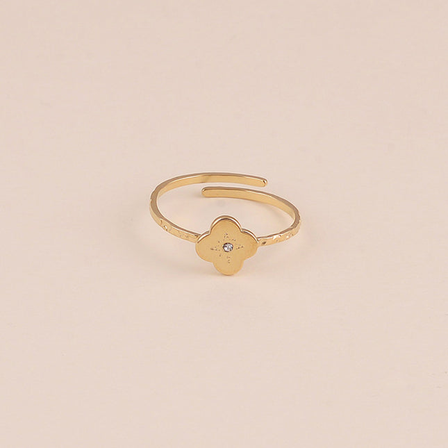 Bague - trèfle, étoile et cristal