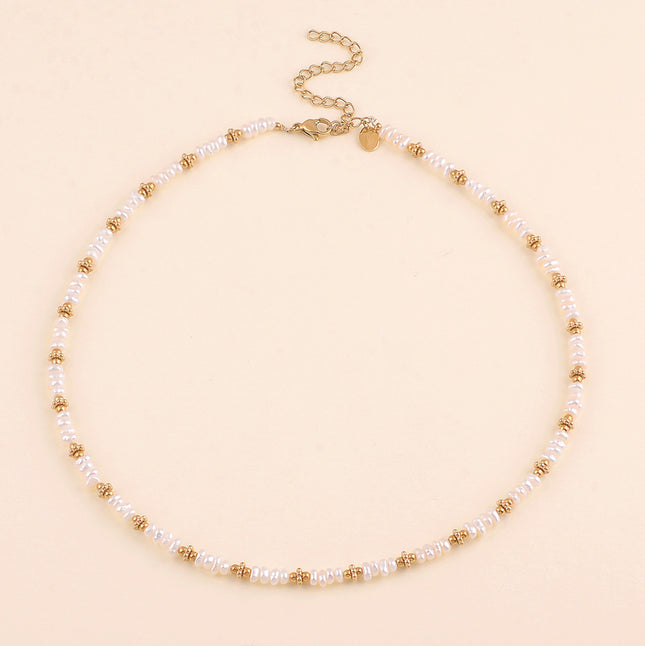 Collier sur câble - perles d'eau douce