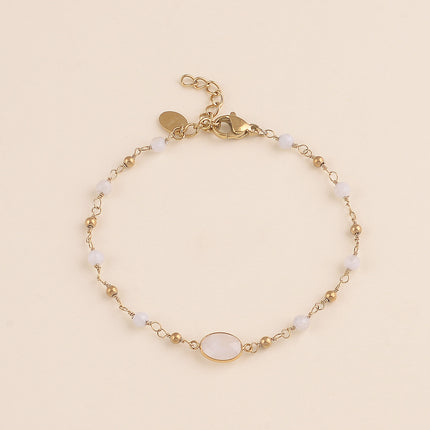 Bracelet - pierre ovale et pierres naturelles