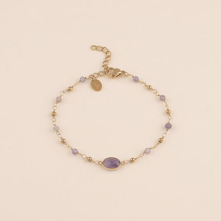 Bracelet - pierre ovale et pierres naturelles