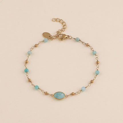 Bracelet - pierre ovale et pierres naturelles