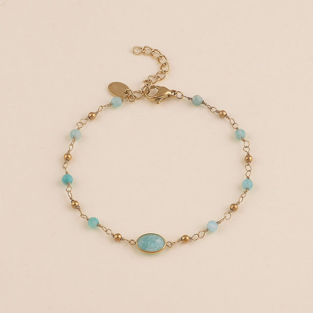Bracelet - pierre ovale et pierres naturelles