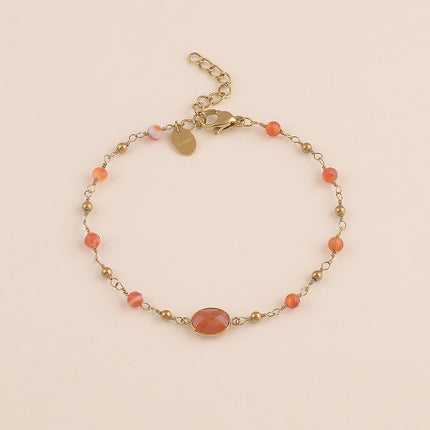 Bracelet - pierre ovale et pierres naturelles