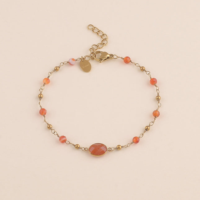Bracelet - pierre ovale et pierres naturelles