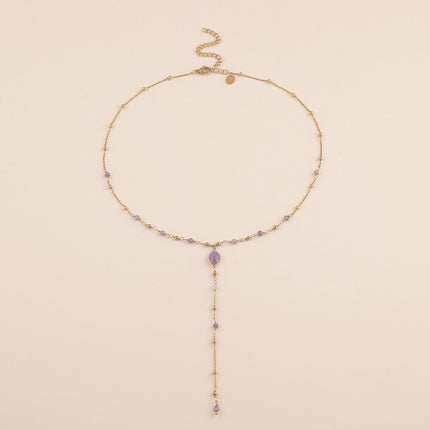 Collier Y - pierre ovale et pierres naturelles