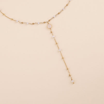 Collier Y - pierre ovale et pierres naturelles