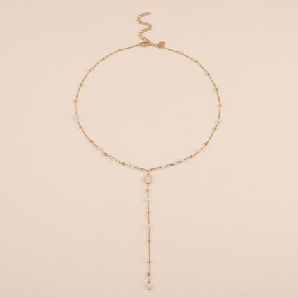 Collier Y - pierre ovale et pierres naturelles