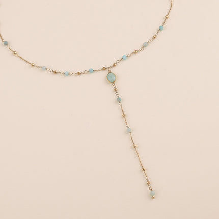 Collier Y - pierre ovale et pierres naturelles