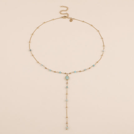 Collier Y - pierre ovale et pierres naturelles