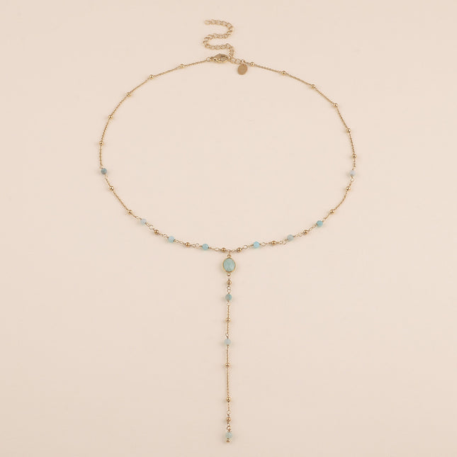 Collier Y - pierre ovale et pierres naturelles